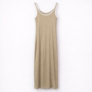 A New Day Womens Ribbed Maxi Tank Dress Tan Cream Contrast XS